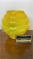 Unusual hive style art glass yellow vase