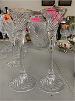 WATERFORD CRYSTAL GOLD RIMMED CANDLESTICKS