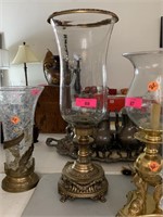 LARGE BRASS CANDLE HOLDER W HURRICANE