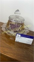 Mosser gold leaf with grape and cable butter dish