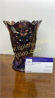 Fenton Hobstar & Flower cobalt carnival vase