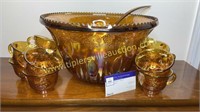 Carnival grape pattern punch bowl and 12 cups