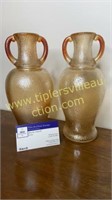 Pair of carnival vases with handles