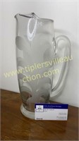 Tall etched frosted pitcher