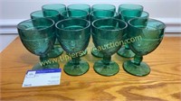 Set of 12 spruce green tiara sandwich glass