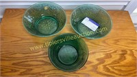 2 spruce green tiara sandwich glass serving bowls