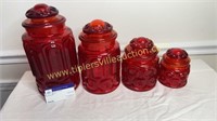4pc amberina moon and star canister set