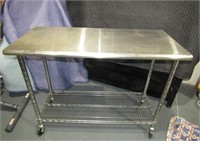 Rolling Metal Prep Table w/ Adjustable Shelf
