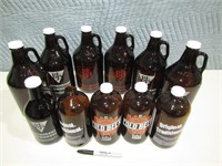 Brown Collector Bottles 12" T - 8 1/2" T