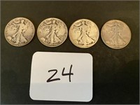 3 - 1939, 1 - 1943 D Walking Liberty Half Dollars