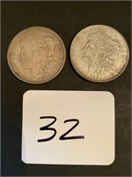 2 - 1921 D Morgan Silver Dollar