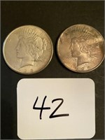 2 - 1925 Peace Silver Dollars
