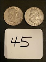 2 - 1962 Franklin Half Dollars