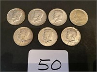 3 - 1965, & 4 - 1968 D Kennedy Half Dollars