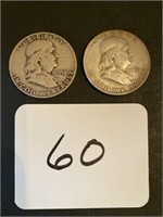 2 - 1951 D Franklin Half Dollars