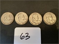 4 - 1951 S Franklin Half Dollars