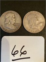 1 - 1959, 1 - 1960 D Franklin Half Dollars