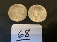 2 - 1923 Peace Silver Dollars