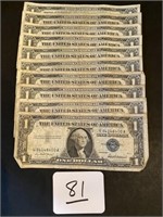 10 - 1957 Series $1.00 Silver Certificates