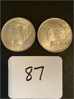 2 - 1923 Peace Silver Dollars