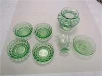 7 PC Depression Era Vaseline Glass