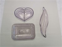 3 Amethyst Depression Glass Dishes