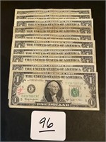 10 Joseph W. Barr $1.00 Bills