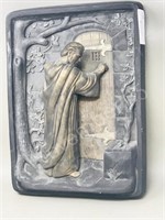 Chaulk ware plaque of monk. - 16" x 11"