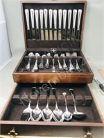 1847 Rogers Bros. flatware & Birks chest  - 68 pcs