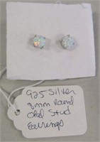 925 Silver 8mm Opal Stud Earrings
