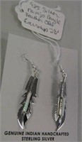 925 Silver 2.5" Opal Dangle Feather Earrings