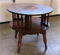 Two Tiered Round Table, Approx 26.5" h x 28" dia