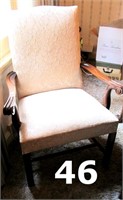 Upholstered Walnut Arm Chair