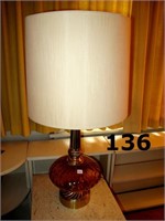 Large Retro Table Lamp Amber Glass