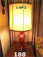 2 Large Bohemian Cranberry Table Lamps