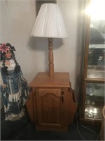 End table with lamp- Solid Wood