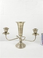 Vase/Chandelier 2 branches de table métal argenté