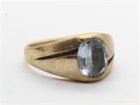 Man's Aquamarine 10K Gold Ring Size 10