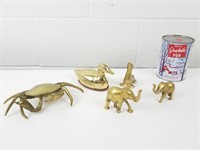 Items décoratifs laiton dont crabe canard éléphant