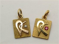 Ruby & Pear Service Charm DC 10K Gold Filled