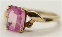 10K Gold Pink Tourmaline  Ladies Ring size 5