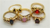 Five Gold Plated Sterling Silver Rings