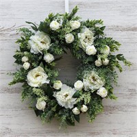Peony Polyester and Silk Wreath