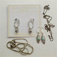 Sterling Silver Earrings & Necklaces 8.9 grams