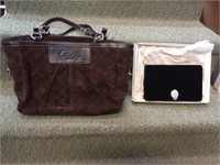 Brown Suede Coach Purse and Black Velvet Lord &