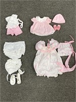 Lot of pink & white vintage doll clothes