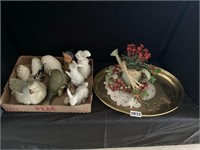 Flat of animal figurines & others.
