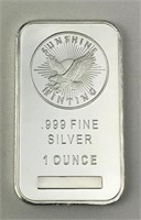 1oz Fine Silver Bar Sunshine Minting