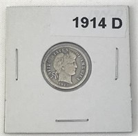 1914-D Barber Silver Dime