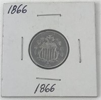 1866 Shield Nickel With Rays U.S Coin